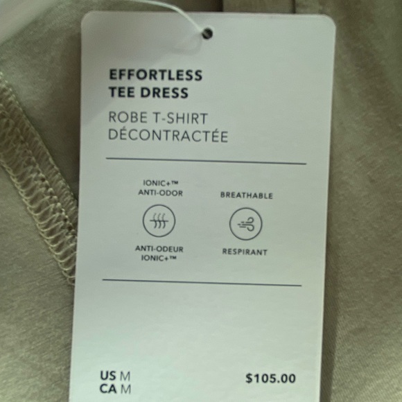 Athleta Effortless Tee Dress, NWT, Beige, Medium - Picture 4 of 6